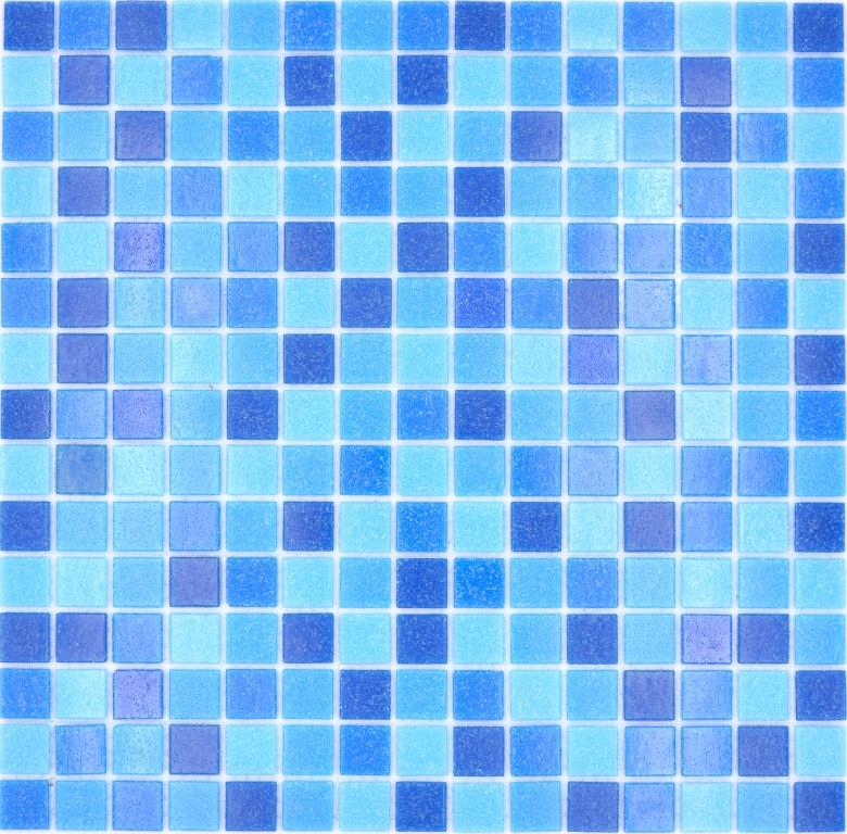 Carreaux de mosaïque Mosaïque de verre Classic Mix verre mix bleu 4F collé sur papier Mosaïque de piscine MOS210-PA335_f