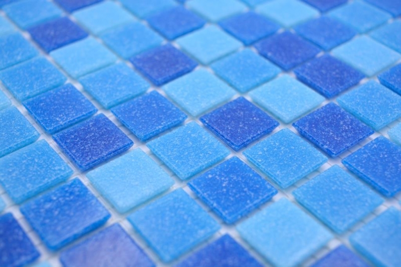 Carreaux de mosaïque Mosaïque de verre Classic Mix verre mix bleu 4F collé sur papier Mosaïque de piscine MOS210-PA335_f