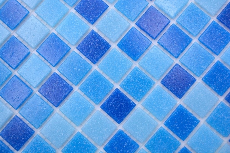 Carreaux de mosaïque Mosaïque de verre Classic Mix verre bleu 5F collé sur papier Mosaïque de piscine MOS210-PA339_f