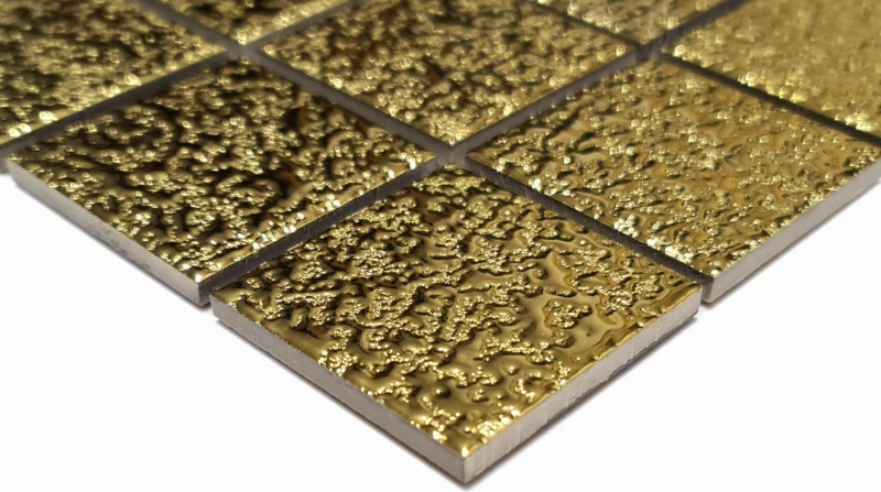 Mosaikfliese Keramik Mosaik Medio uni gold gehämmert Badezimmer Küche Wand MOS16-0707_f