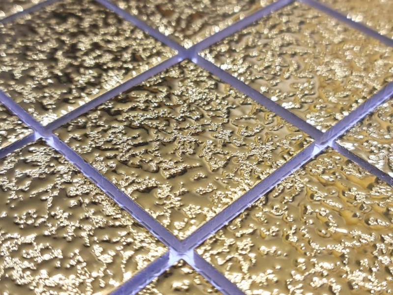 Mosaikfliese Keramik Mosaik Medio uni gold gehämmert Badezimmer Küche Wand MOS16-0707_f
