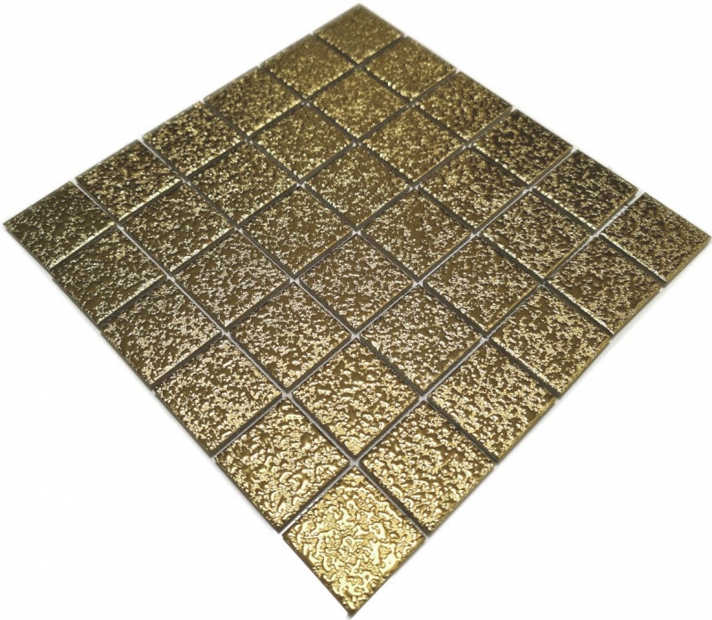 Piastrella di ceramica mosaico Medio uni oro martellato bagno cucina parete MOS16-0707_f