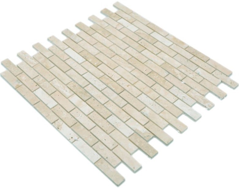 Mosaic tiles Self-adhesive mosaics Composite natural stone Travertine beige MOS200-4M92_f