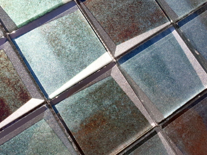 Carreau de mosaïque Mosaïque de verre Combi aspect 3D vert mur cuisine carrelage MOS88-XB20_f