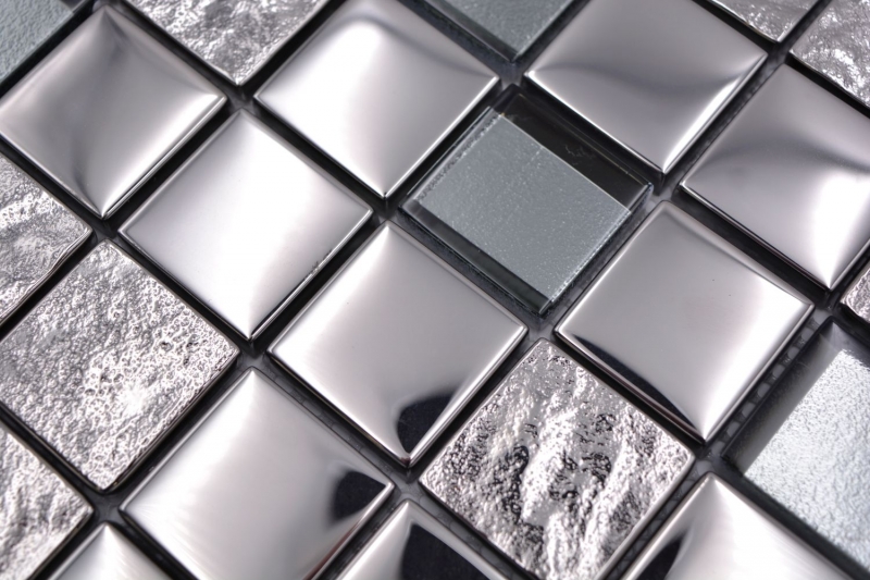 Mosaic tile glass mosaic Combi EP silver metal kitchen tile backsplash MOS88-XCB5_f