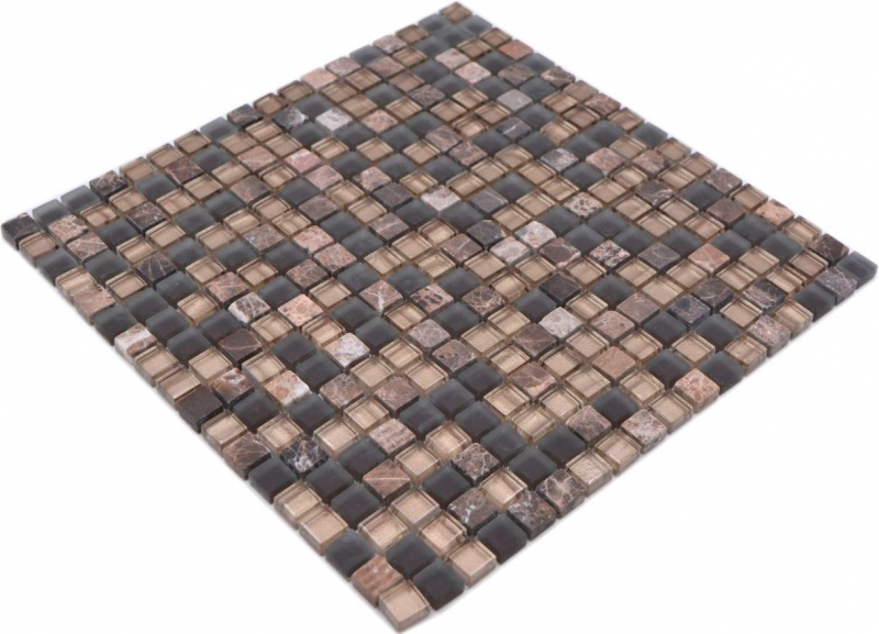 Carreau de mosaïque verre pierre naturelle mosaïque pierre mix brun mat fond de cuisine MOS92-580_f