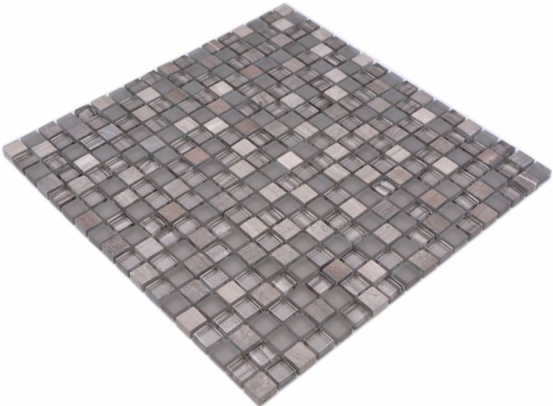 Mosaikfliese Glas Naturstein Mosaik Stein mix grau matt Fliesenspiegel MOS92-590_f