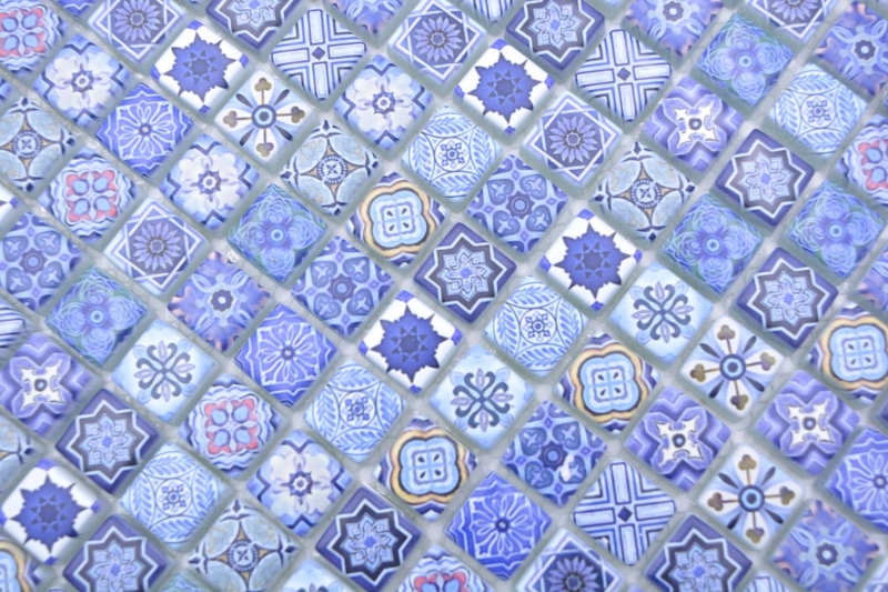 Piastrelle di mosaico Mosaico di vetro Retro Biscuit blu Piastrelle backsplash bagno MOS78-RB33_f