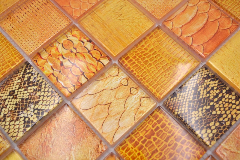Mosaic tiles glass mosaic Forest orange kitchen bathroom wall MOS78-W48_f