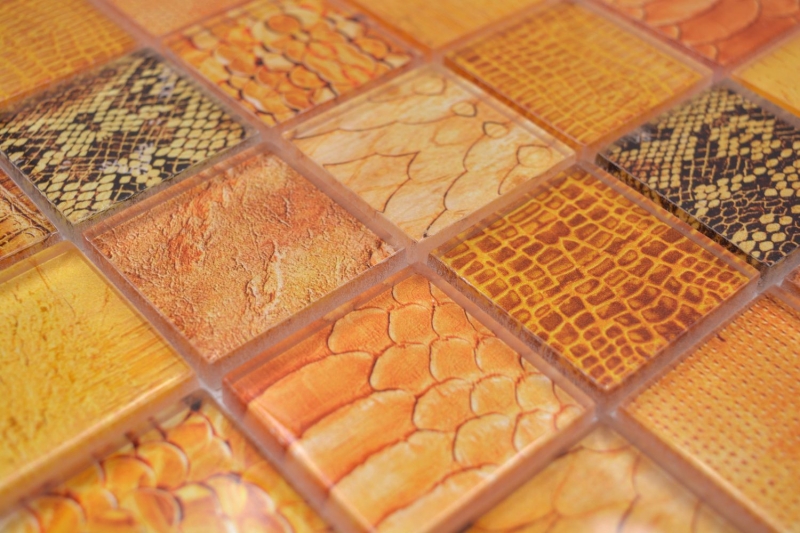 Piastrelle di vetro mosaico Foresta arancione cucina bagno parete MOS78-W48_f