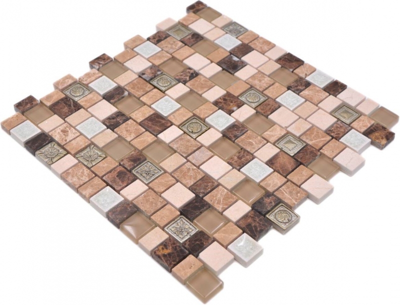 Mosaikfliesen Mosaik Verbund Multiformat Stein Resin Keramik mix emperador Fliesenspiegel MOS85-2FD_f
