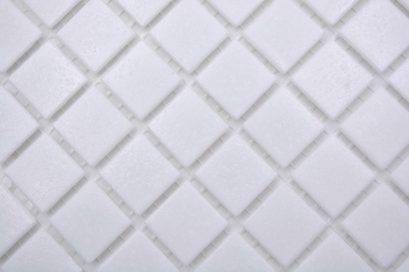 Échantillon manuel Carreau de mosaïque Mosaïque de verre Classic Uni verre uni blanc collé sur papier Mosaïque de piscine MOS200-A01_m