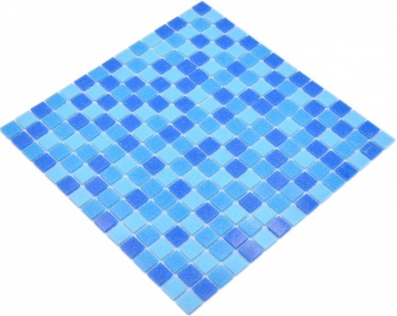Handmuster Mosaikfliese Glasmosaik Classic Mix Glas mix türkis blau papierverklebt Poolmosaik Schwimmbadmosaik MOS210-PA327_m