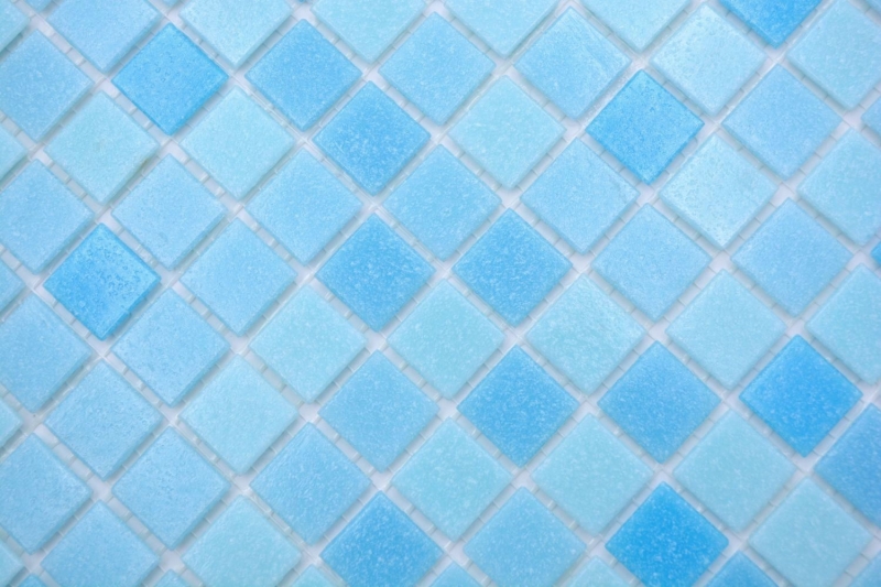 Échantillon manuel Carreau de mosaïque Mosaïque de verre Classic Mix verre mix bleu clair 4F collé sur papier Mosaïque de piscine MOS210-PA331_m