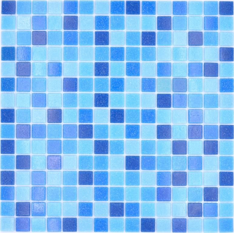 Handmuster Mosaikfliese Glasmosaik Classic Mix Glas blau 5F papierverklebt Poolmosaik Schwimmbadmosaik MOS210-PA339_m