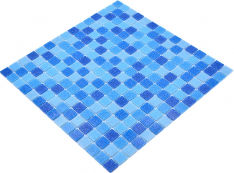 Handmuster Mosaikfliese Glasmosaik Classic Mix Glas blau 5F papierverklebt Poolmosaik Schwimmbadmosaik MOS210-PA339_m