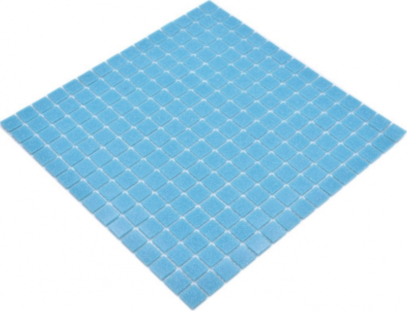 Handmuster Mosaikfliese Glasmosaik Classic Uni Glas uni türkisblau papierverklebt Poolmosaik Schwimmbadmosaik MOS200-A13-B_m
