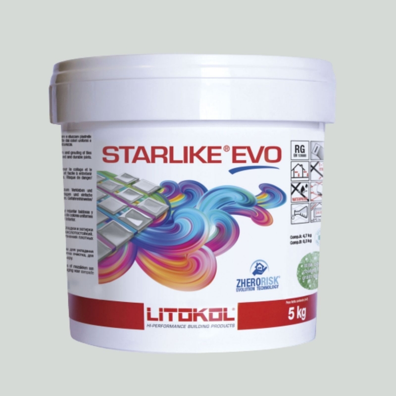Litokol STARLIKE EVO 105 BIANCO TITANIO silver gray epoxy resin adhesive joint 5kg bucket