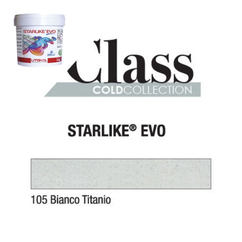 Litokol STARLIKE EVO 105 BIANCO TITANIO grigio argento resina epossidica adesiva per giunti secchio da 5 kg