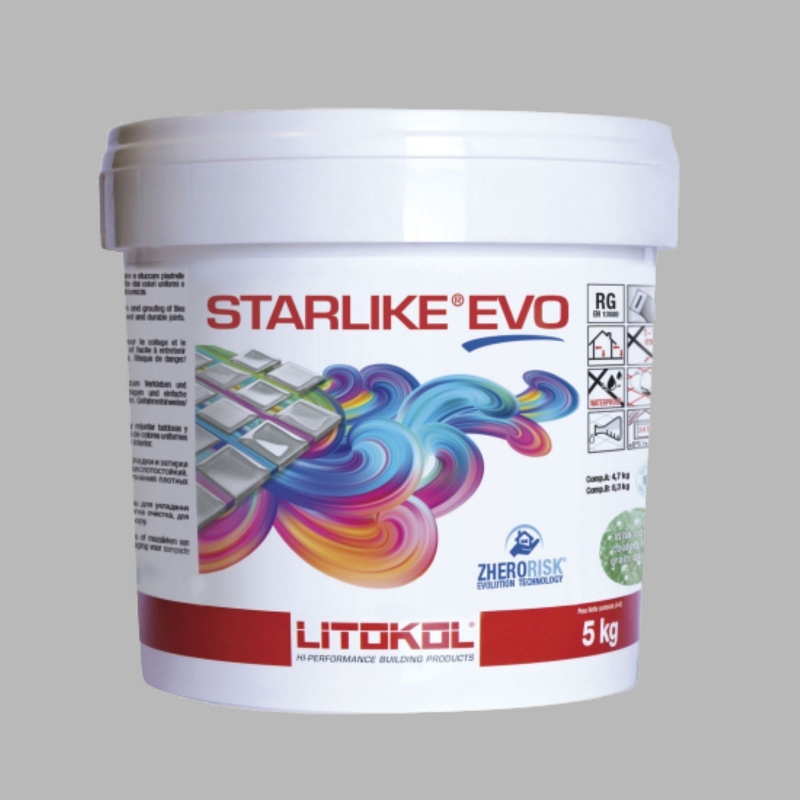 Litokol STARLIKE EVO 110 GRIGIO PERLA light gray epoxy resin adhesive joint 5 kg bucket