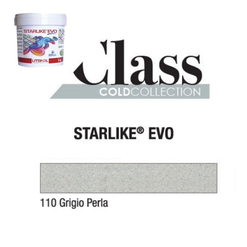 Litokol STARLIKE EVO 110 GRIGIO PERLA light gray epoxy resin adhesive joint 5 kg bucket