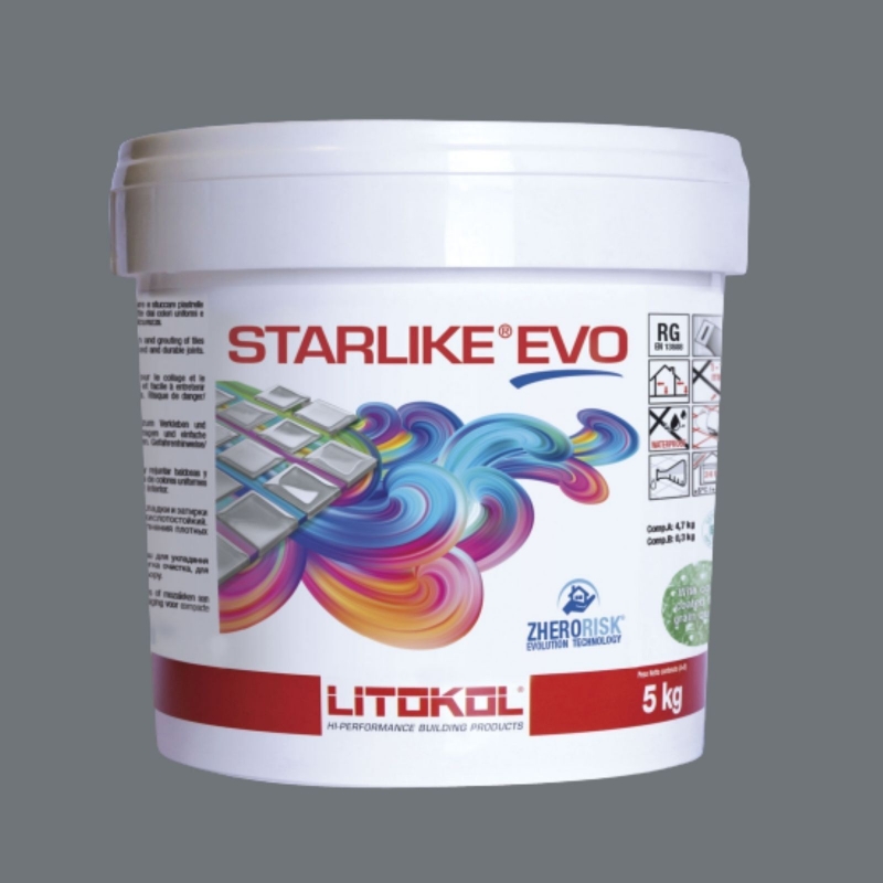 Litokol STARLIKE EVO 130 GRIGIO ARDESIA antracite adesivo in resina epossidica per giunti secchio da 5 kg