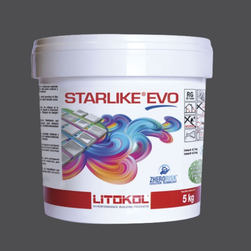 Litokol STARLIKE EVO 140 NERO GRAFITE grigio scuro adesivo in resina epossidica per giunti secchio da 5 kg