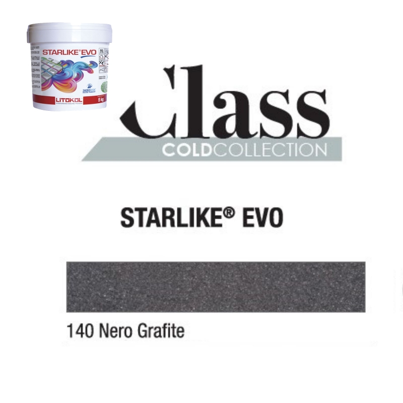 Litokol STARLIKE EVO 140 NERO GRAFITE dark gray epoxy resin adhesive joint 5 kg bucket