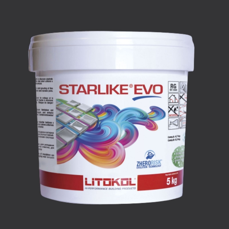 Litokol STARLIKE EVO 145 NERO CARBONIO carbon black epoxy resin adhesive joint 5 kg bucket