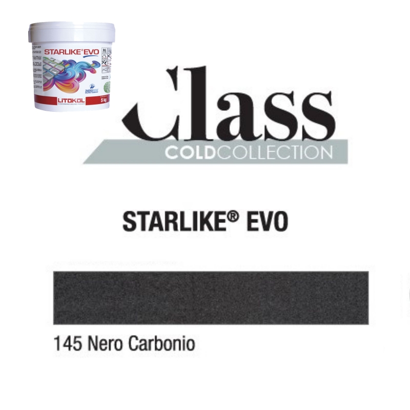 Litokol STARLIKE EVO 145 NERO CARBONIO carbon black epoxy resin adhesive joint 5 kg bucket