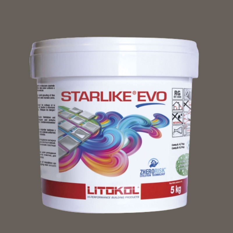 Litokol STARLIKE EVO 232 CUOIO marrone scuro II Adesivo in resina epossidica Joint Secchio da 5 kg