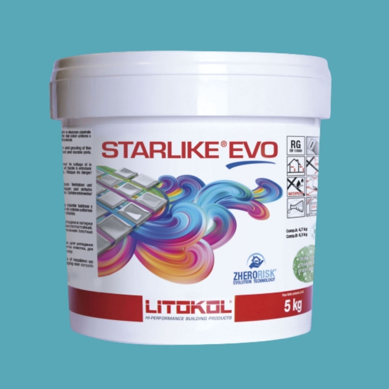 Litokol STARLIKE EVO 320 AZZURRO CARAIBI azzurro III resina epossidica adesiva per giunti secchio da 5 kg