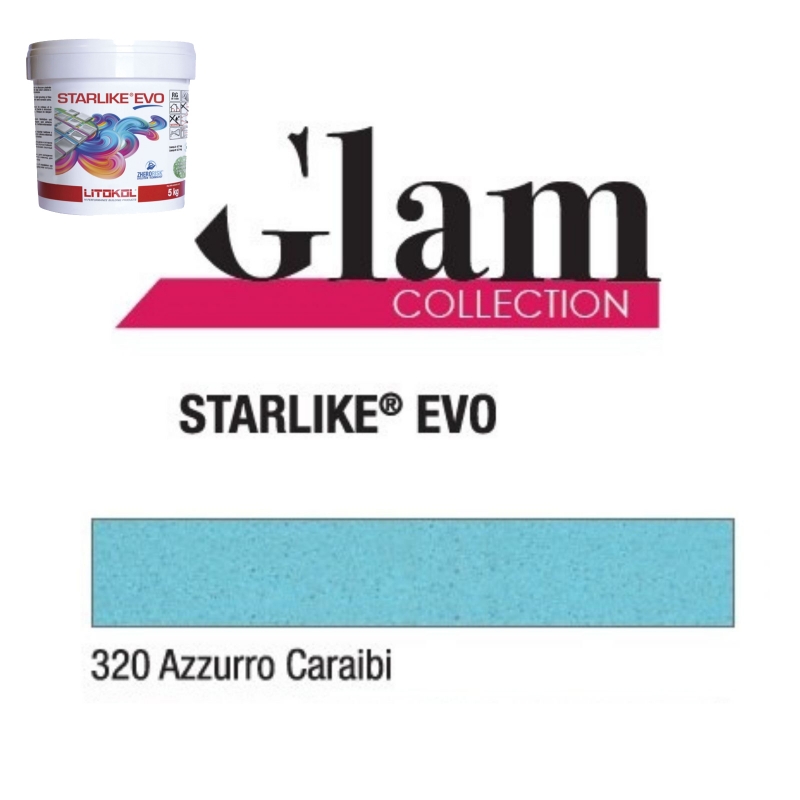 Litokol STARLIKE EVO 320 AZZURRO CARAIBI azzurro bleu III colle époxy joint seau de 5kg