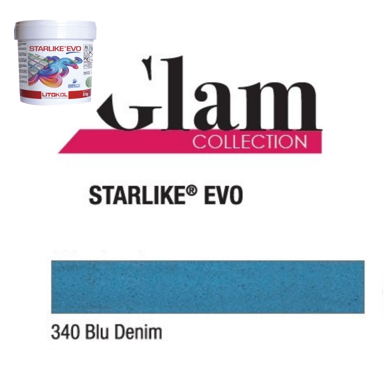 Litokol STARLIKE EVO 340 BLU DENIM blu II Adesivo in resina epossidica Joint Secchio da 5 kg