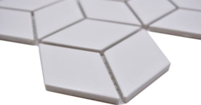 Échantillon manuel Carreau de mosaïque Céramique Combi 3D Cube uni blanc mat Carrelage cuisine MOS13-POV4_m