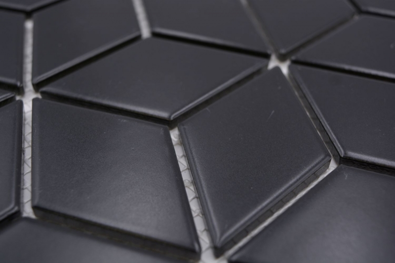 Motif manuel Carreau de mosaïque Céramique Combi 3D Cube uni noir mat Salle de bains Cuisine Mur MOS13-POV5_m