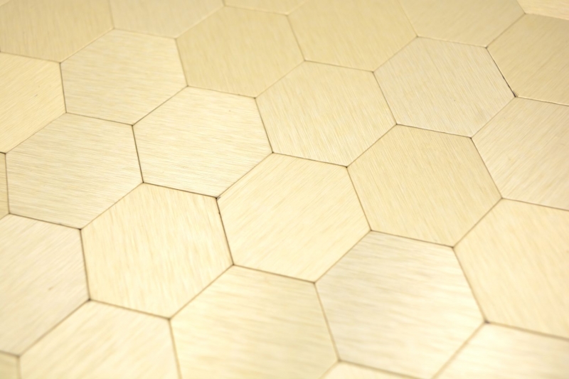 Handmuster Mosaikfliese Selbstklebende Mosaike hexagonal metall gold Küche Wand MOS200-4GHX_m