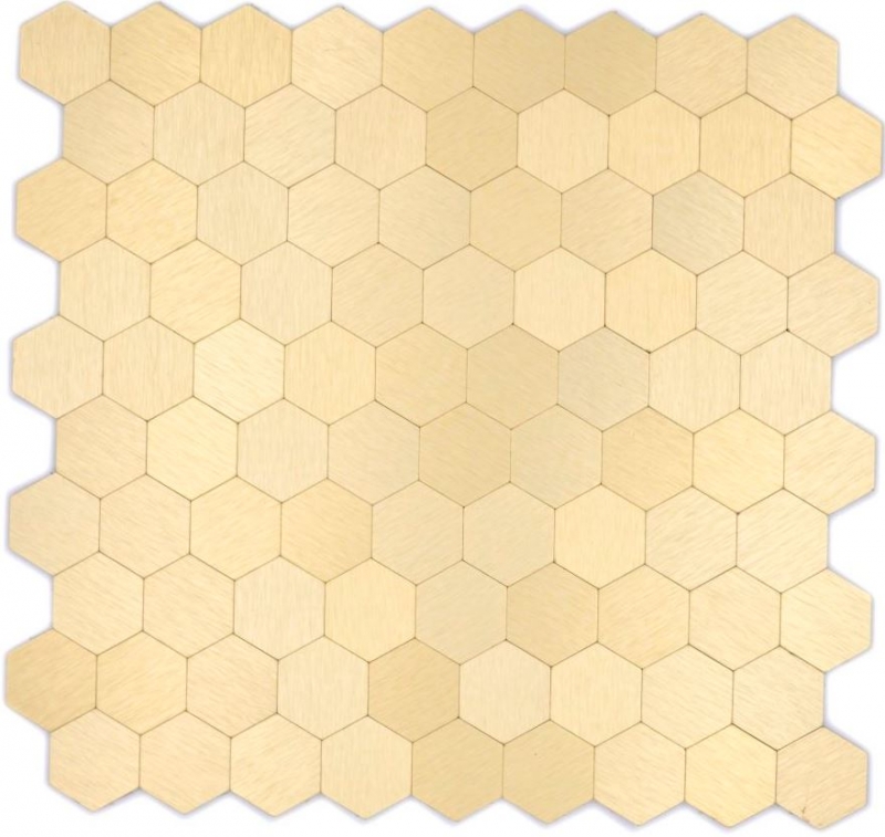 Motif main Carreau de mosaïque Mosaïque autocollante hexagonale métal or cuisine mur MOS200-4GHX_m