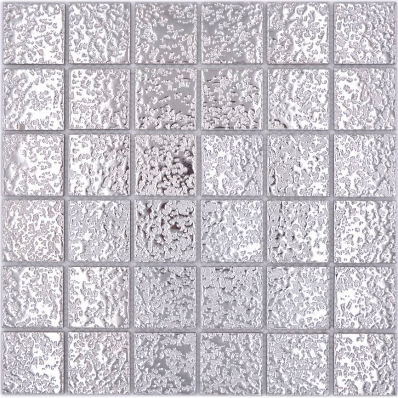 Handmuster Mosaikfliese Keramik Mosaik Uni uni silber gehämmert Fliesenspiegel Küche MOS16-0207_m