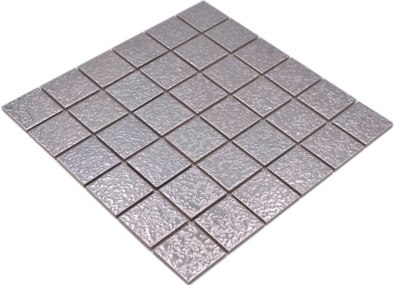 Hand-painted mosaic tile ceramic mosaic plain silver hammered tile backsplash kitchen MOS16-0207_m