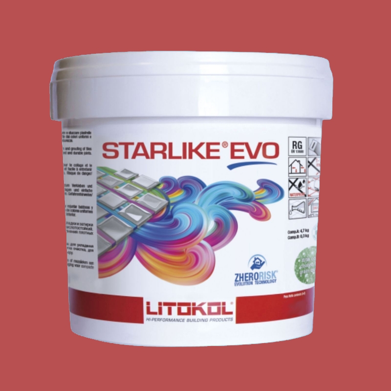 Litokol STARLIKE EVO 550 ROSSO ORIENTE red epoxy resin adhesive joint 2.5kg bucket