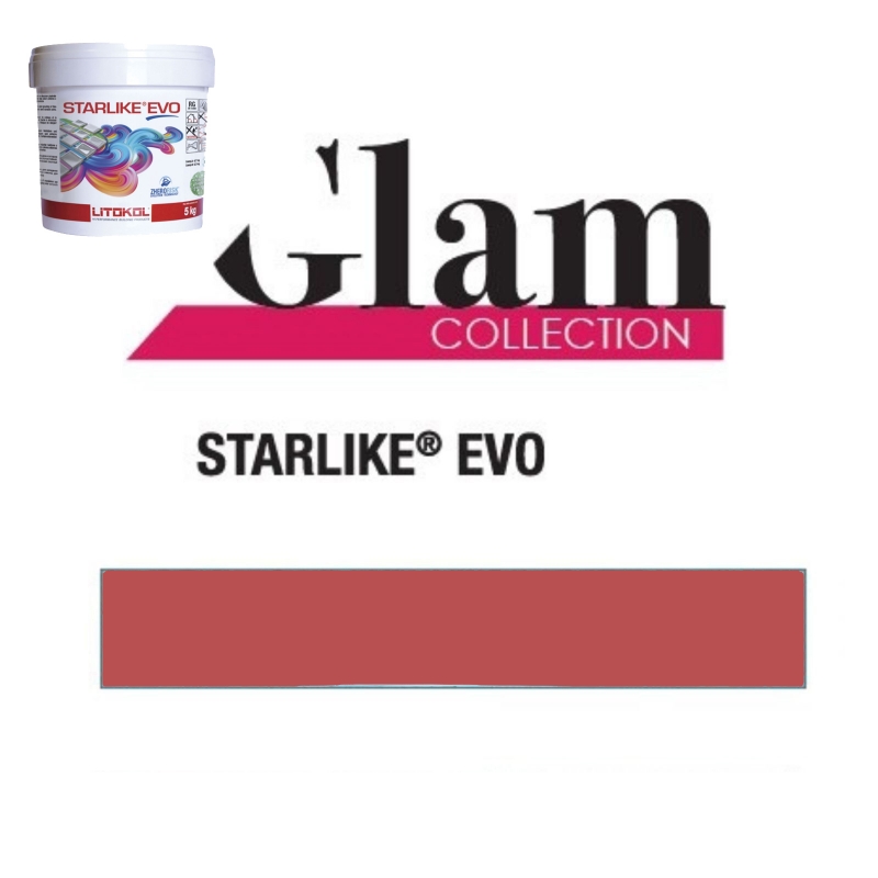 Litokol STARLIKE EVO 550 ROSSO ORIENTE red epoxy resin adhesive joint 2.5kg bucket