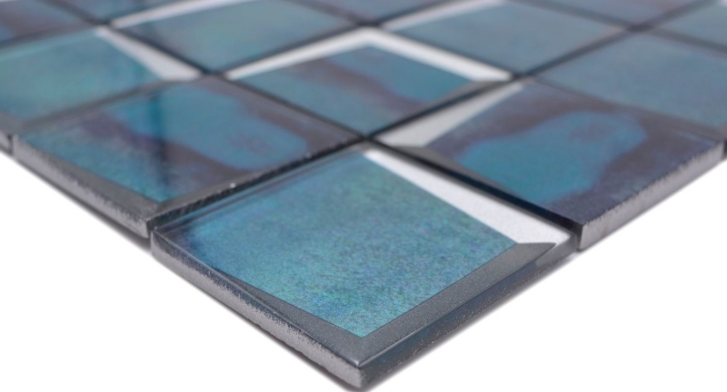 Handmuster Mosaikfliese Glasmosaik Kombi 3D-Optik blau Wand Küche Fliesenspiegel MOS88-XB10_m