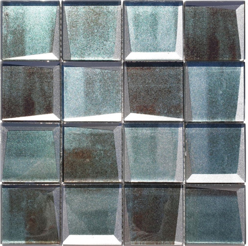 Échantillon manuel Carreau de mosaïque de verre Combi optique 3D vert mur cuisine carrelage MOS88-XB20_m