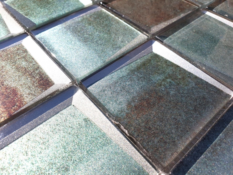 Handmuster Mosaikfliese Glasmosaik Kombi 3D-Optik grün Wand Küche Fliesenspiegel MOS88-XB20_m