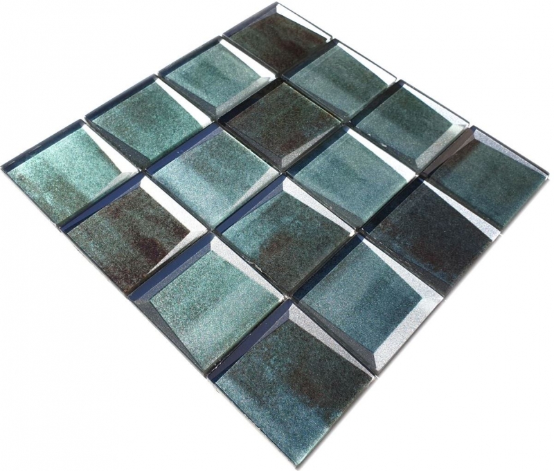 Échantillon manuel Carreau de mosaïque de verre Combi optique 3D vert mur cuisine carrelage MOS88-XB20_m