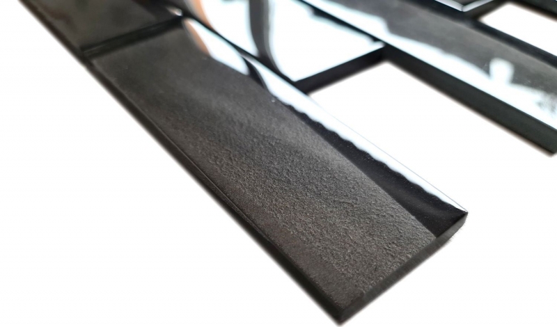 Échantillon manuel Carreau de mosaïque Mosaïque de verre Kombi optique 3D noir dosseret de cuisine Miroir de carrelage MOS88-MOS88-XB09_m