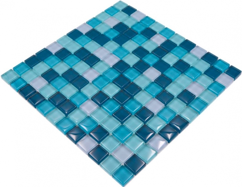 Handmuster Mosaikfliese Glasmosaik Mix mix blau petrol Küche Badzimmer Fliesenspiegel MOS88-XCE95_m