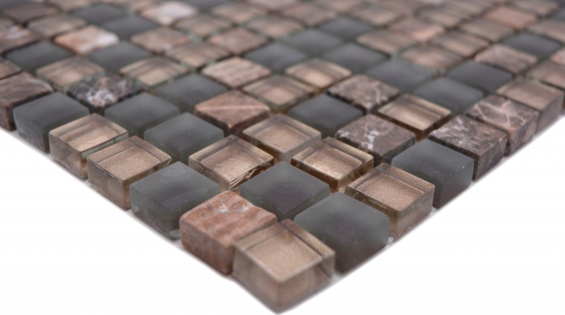 Hand sample mosaic tile glass natural stone mosaic stone mix brown matt kitchen splashback MOS92-580_m