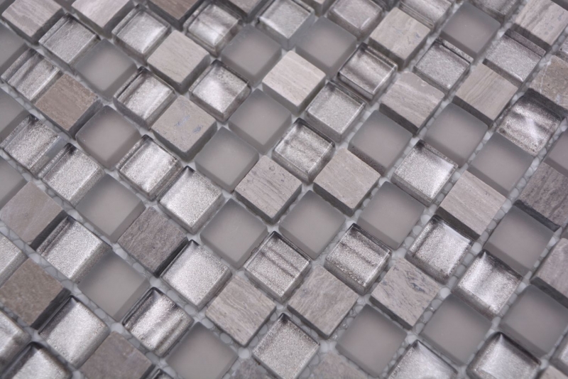 Campione a mano piastrelle mosaico vetro pietra naturale mosaico pietra mix grigio opaco piastrelle backsplash MOS92-590_m